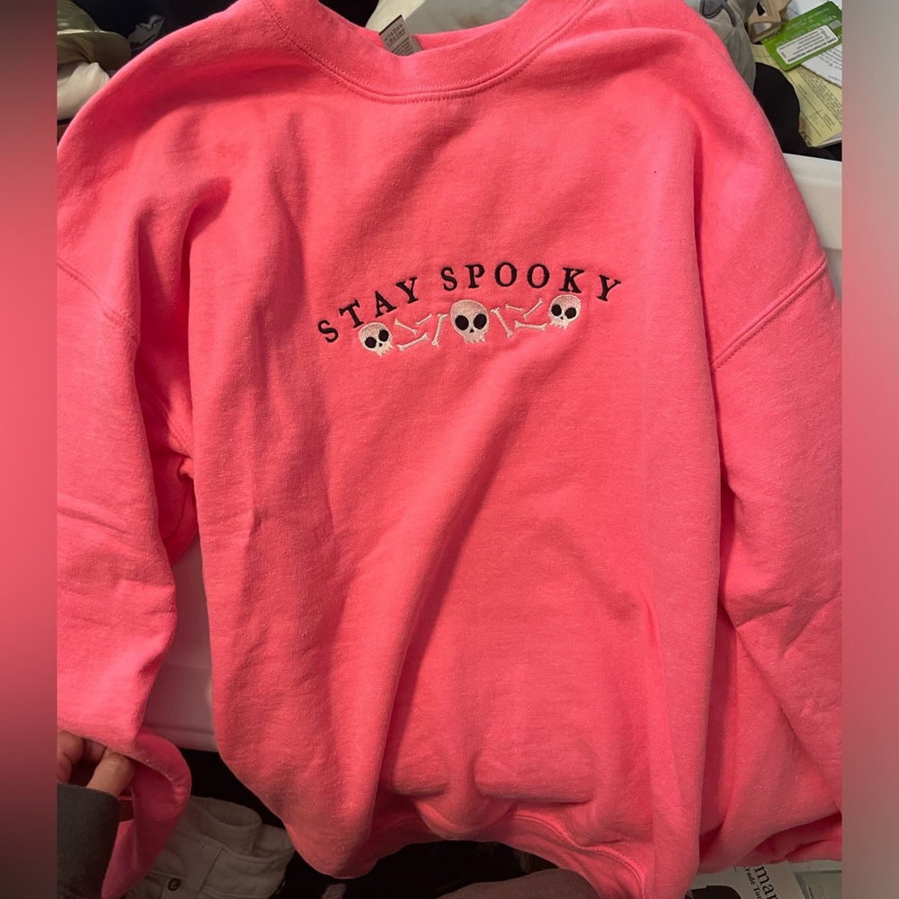 Stay Spooky neon pink Halloween sweatshirt